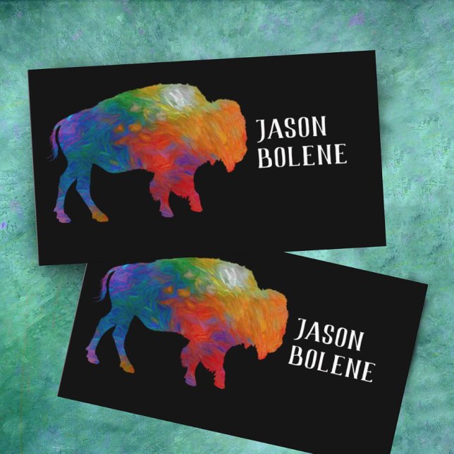 classy bold bison art on black custom business card (Creator Uploaded)