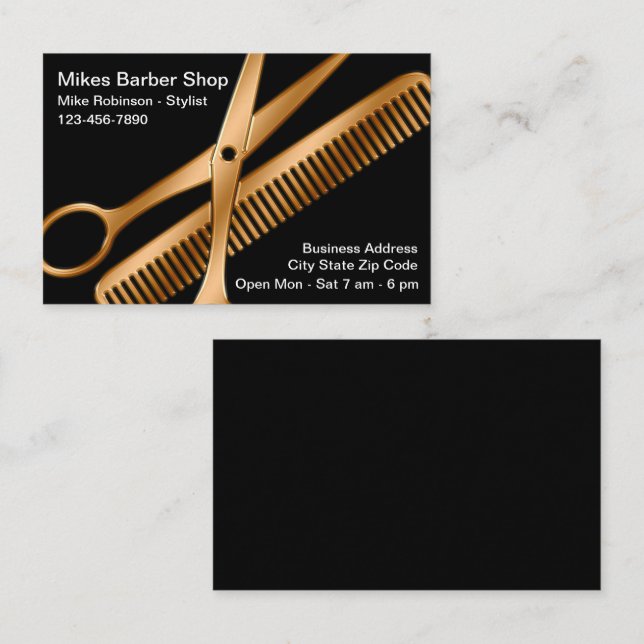 Classy Bold Modern Barber Shop Business Cards (Front/Back)