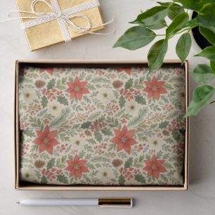 Classy Botanical Poinsettia Floral Art Pattern Tissue Paper