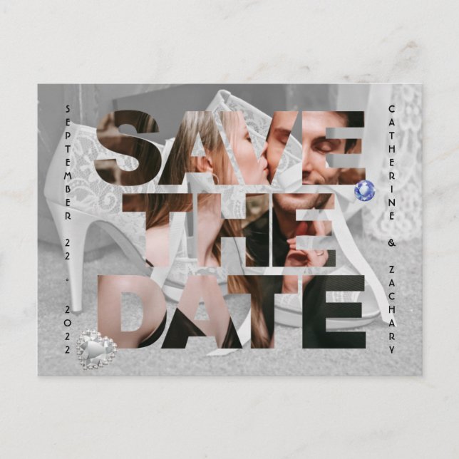 Classy Bridal Shoe Diamond Heart Sapphire Wedding Postcard (Front)