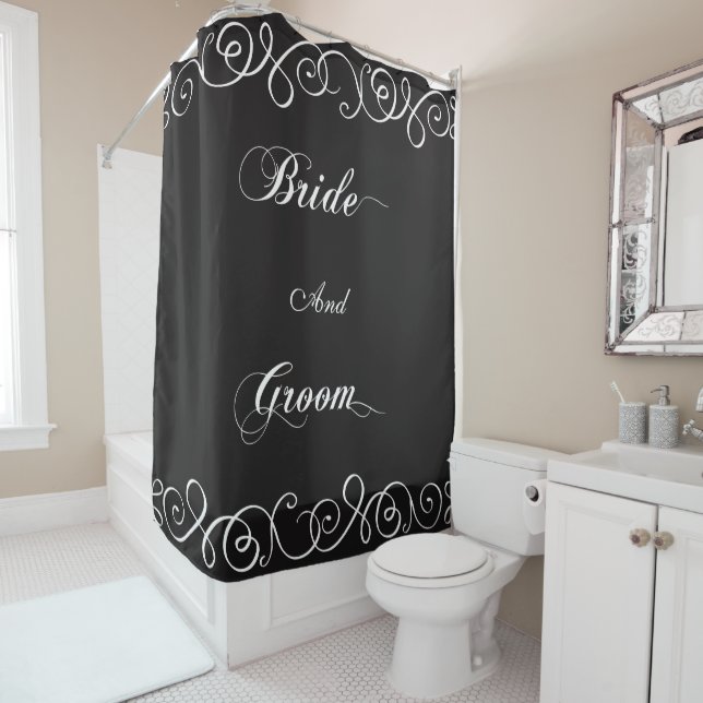 Classy Bride And Groom Wedding Shower Curtain (In Situ)