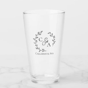 Classy bride & groom names with Personalised Logo Glass