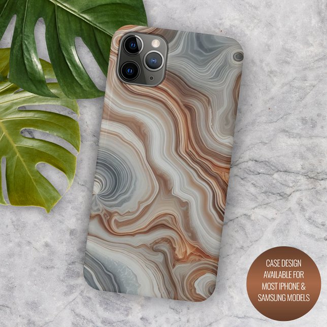 Classy Brown Beige Amber Grey Quartz Agate Pattern Case-Mate iPhone Case (Creator Uploaded)