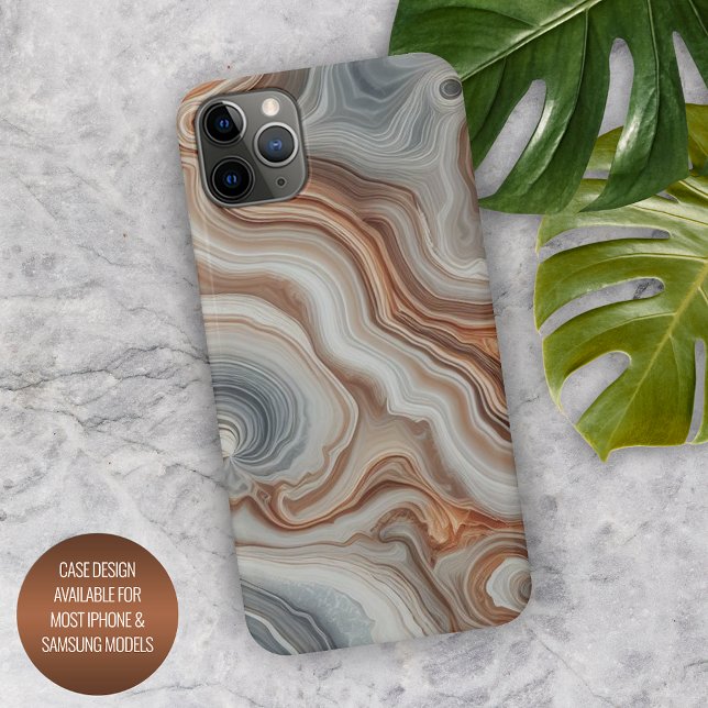 Classy Brown Beige Amber Grey Quartz Agate Pattern iPhone Case (Creator Uploaded)