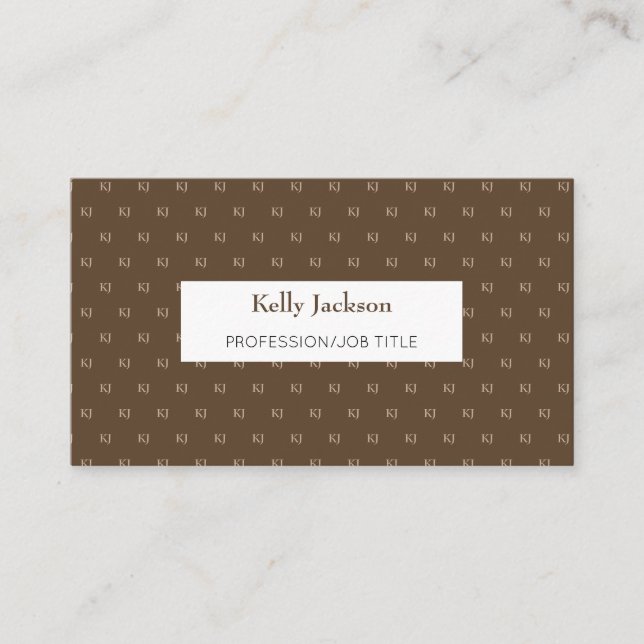 Classy Brown & Beige Monogram Initials Business Card (Front)