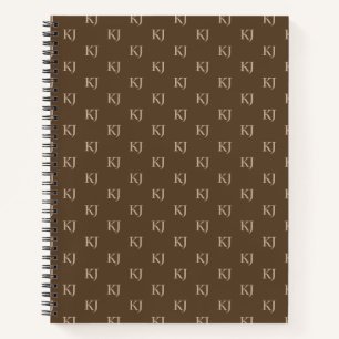 Classy Brown & Beige Monogram Initials Pattern Notebook