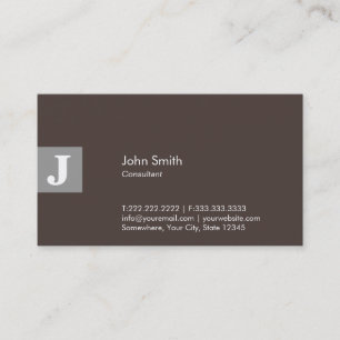 Classy Brown Monogram Consultant Business Card