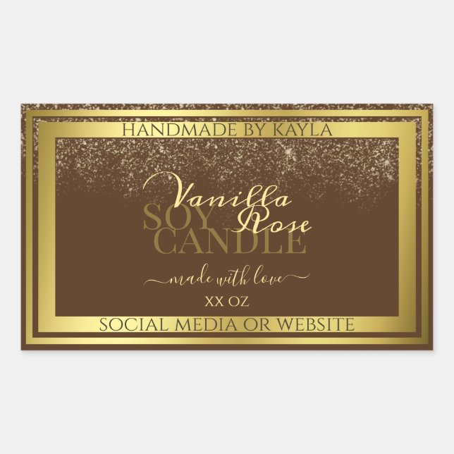 Classy Brown Product Packaging Labels Gold Frame (Front)