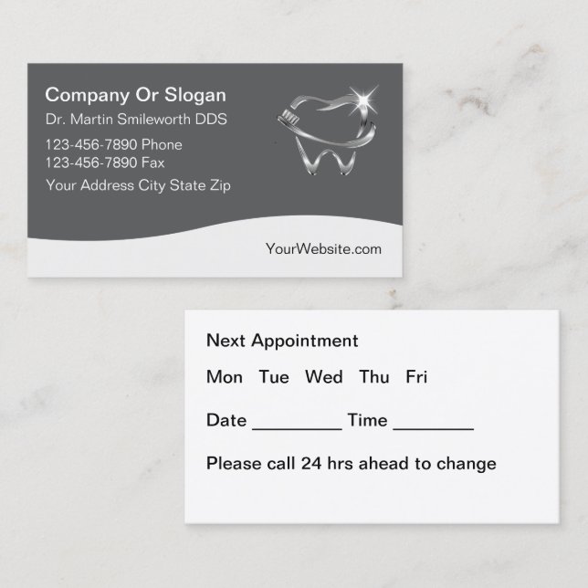 Classy Budget Dentist Appointment Business Cards (Front/Back)