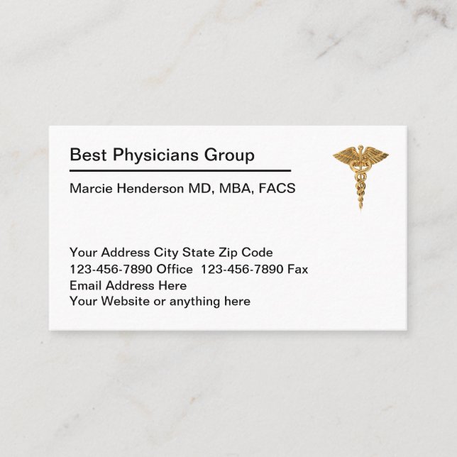 Classy Budget Medical Doctor Business Cards (Front)