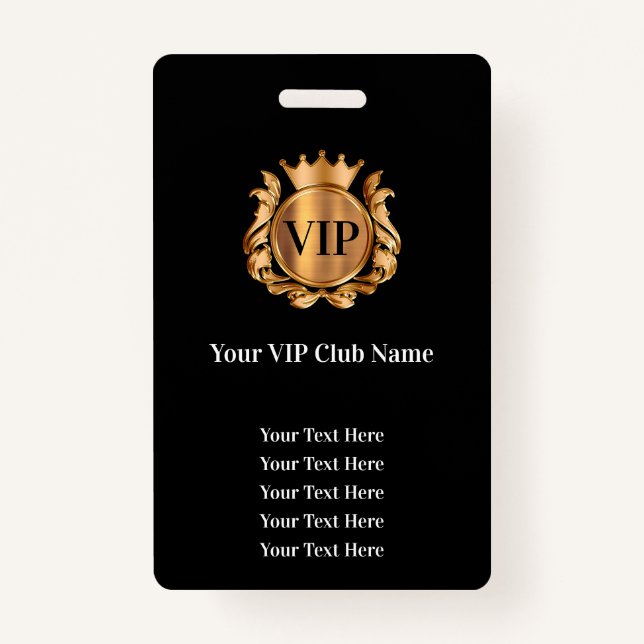 Classy Bulk Budget VIP Club Membership Badges ID Badge (Front)