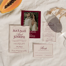 Classy Burgundy Cream Old Money Retro Wedding 