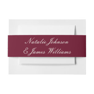 Classy Burgundy Cream Old Money Vintage Wedding Invitation Belly Band