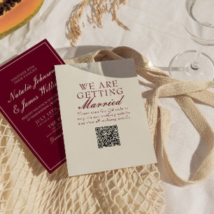 Classy Burgundy Old Money QR Code Wedding Invitation