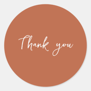 Classy Burnt Clay Thank You Packaging Business Classic Round Sticker