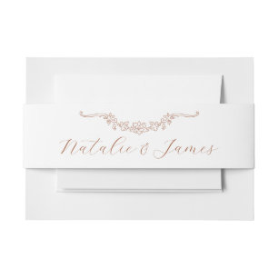 Classy Burnt Orange Old Money Terracotta Wedding Invitation Belly Band