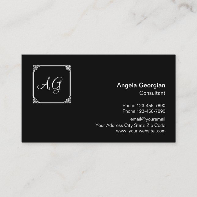 Classy Business Professional Monogram Style Card (Front)