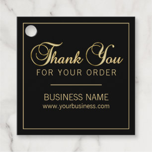 Classy Business Professional Thank You Gold Black Favour Tags