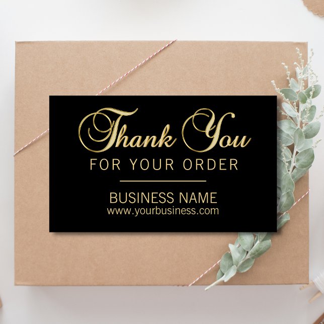 Classy Business Professional Thank You Gold Black Rectangular Sticker (Creator Uploaded)