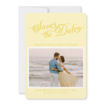 Classy Butter Yellow Elegant Script Save The Date