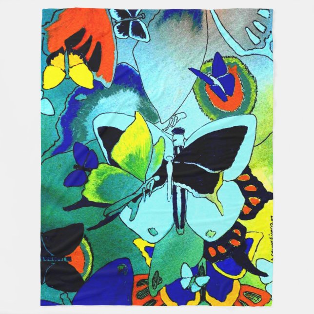 Classy Butterfly Collage Springtime Fleece Blanket (Front)