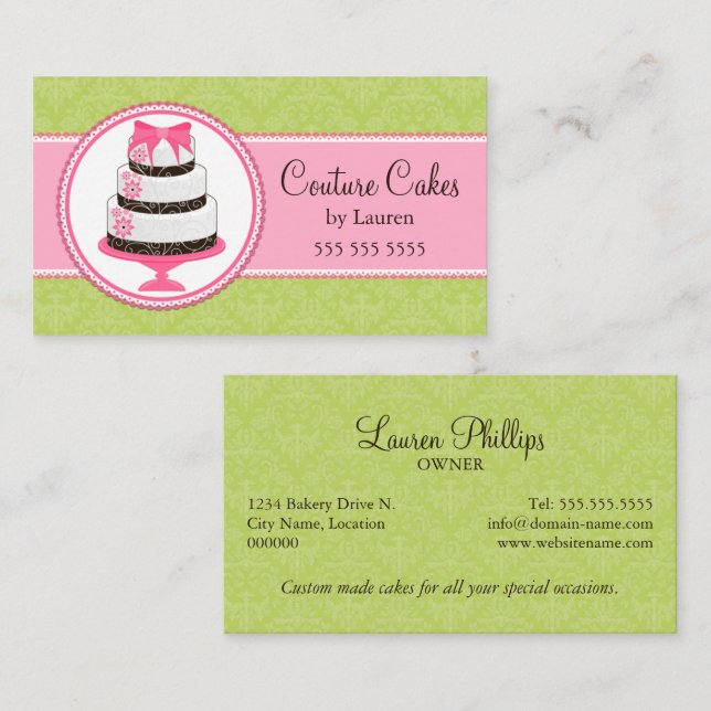Classy Cake Bakery Business Card (Front/Back)