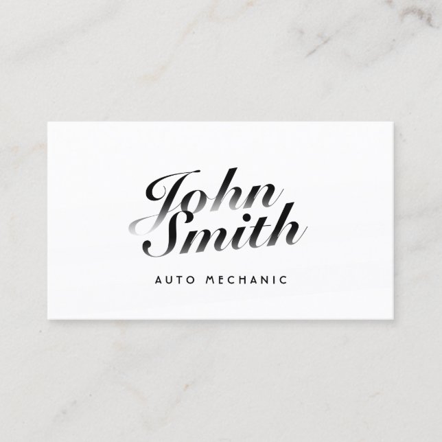Classy Calligraphic Auto Mechanic Business Card (Front)