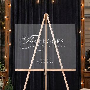 Classy Calligraphic Translucent Wedding Acrylic Sign