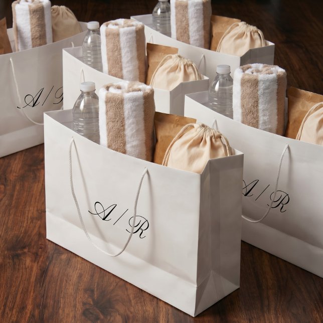Classy Calligraphy Monogram Wedding Guest Large Gift Bag (Creator Uploaded)