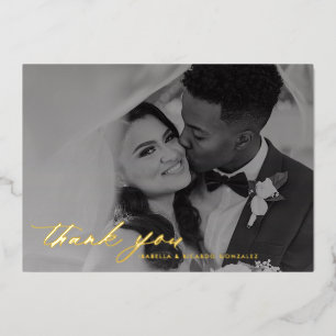Classy Calligraphy Wedding Photo Thank You Real