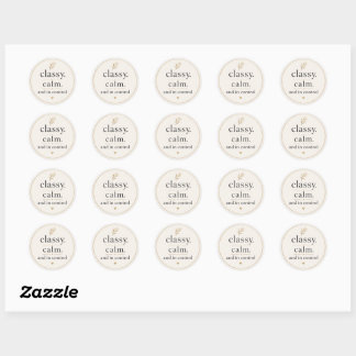 Classy Calm & In Control Soft Feminine Aesthetic Classic Round Sticker