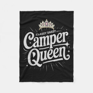 Classy Camper Queen Vintage Glamping Sisters RV Fleece Blanket