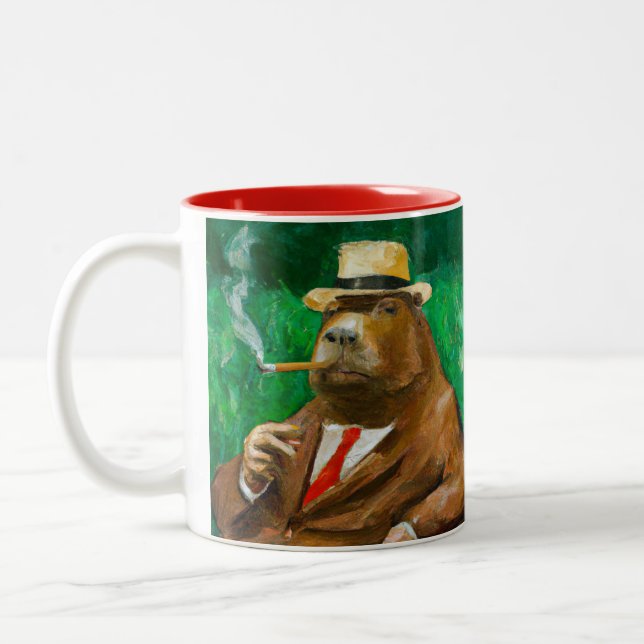 Classy Capybara Two-Tone Coffee Mug (Left)
