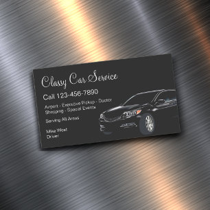Classy Car Service Or Uber Driver Magnetic Business Card