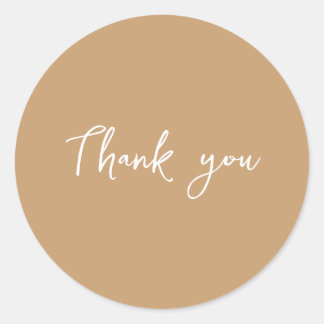 Classy Caramel Thank You Packaging Gift Business Classic Round Sticker