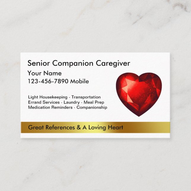 Classy Caregiver Business Cards (Front)