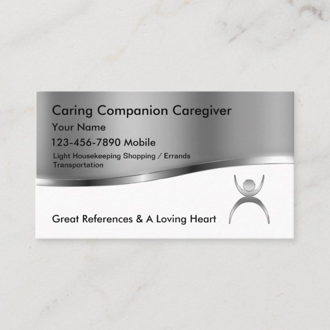 Classy Caregiver Business Cards Template (Front)