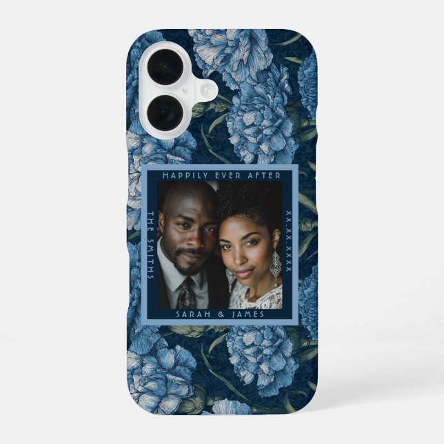 Classy Carnation Accent Retro Wedding iPhone 16 Case (Back)