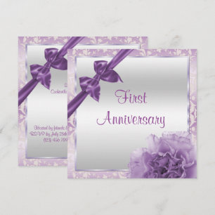 Classy Carnation & Bow 1st Wedding Anniversary Invitation