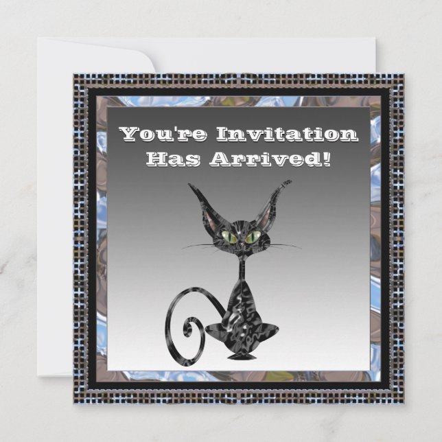 Classy Cat Halloween Party Invitation (Front)