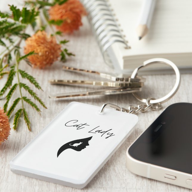 Classy Cat Lady Acrylic Keychain (Front Right)