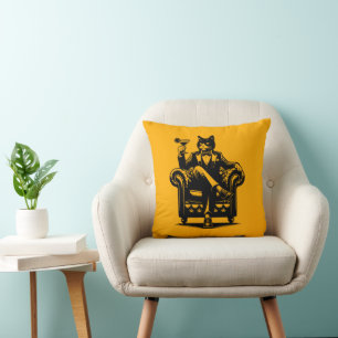 Classy Cat Sitting in a Chesterfield Chair Cushion