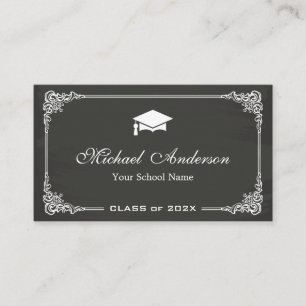 Classy Chalkboard Black White Graduate Student Calling Card