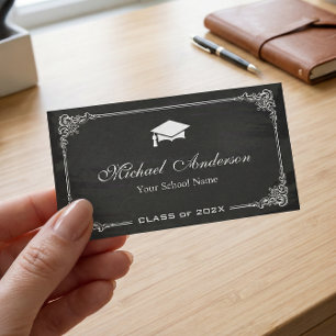 Classy Chalkboard Black White Graduate Student Calling Card