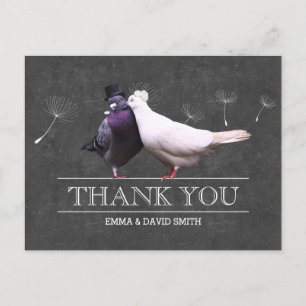 Classy Chalkboard Mr. and Mrs. Birds Thank You Postcard