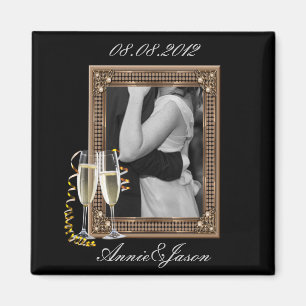 Classy Champagne glasses Wedding Magnet