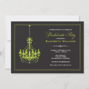 Classy Chandelier Bachelorette Invitation (lime)