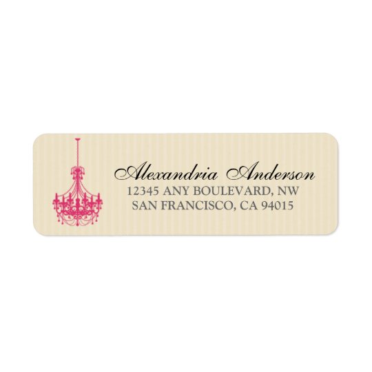 Classy Chandelier Return Address Label (fuchsia)