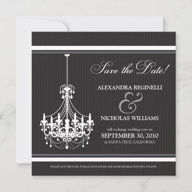 Classy Chandelier Save the Date (black/white) (Front)