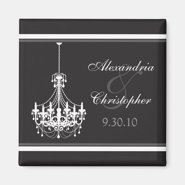 Classy Chandelier Wedding Favour Magnet (white) (Front)